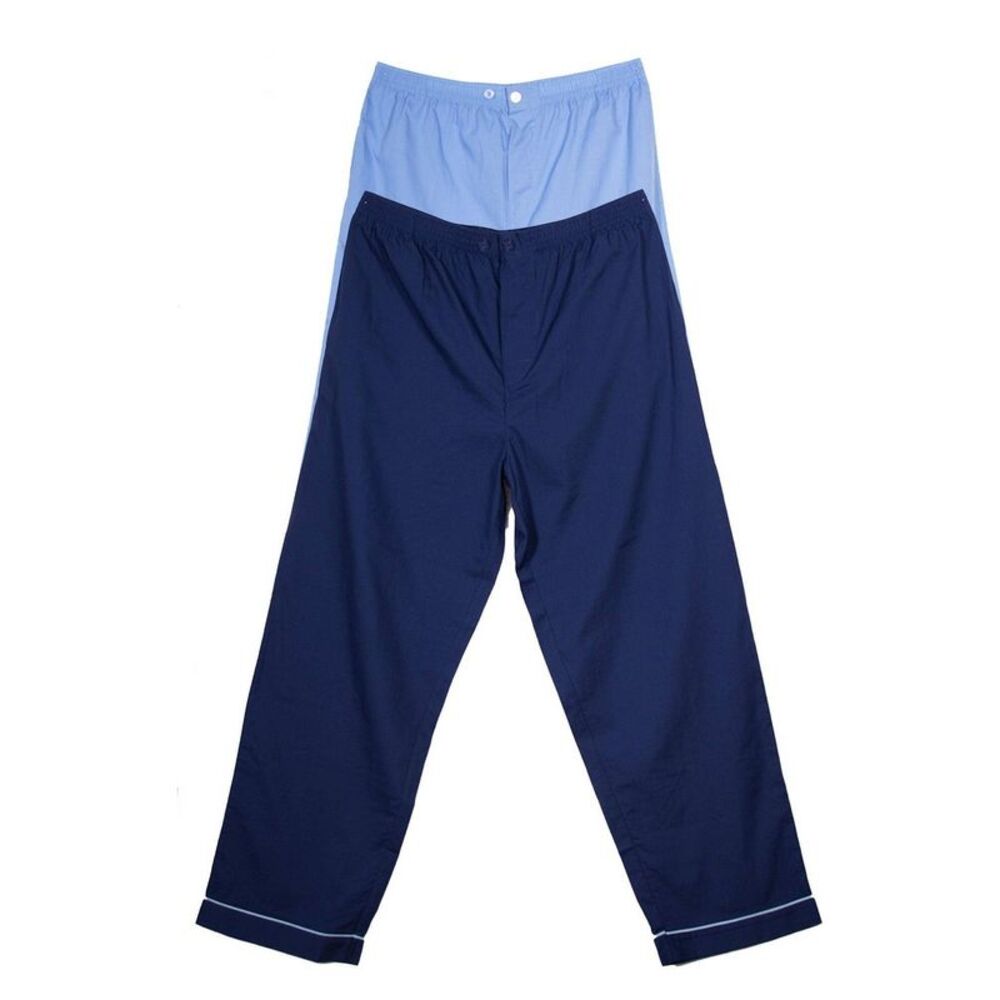 Keanu Mens Poplin Woven Pajama Bottoms (Pack of 2) / Blue/Navy